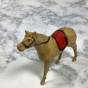 Vintage Horse Celluloid Toy Christmas Putz Railroad Display Red Saddle Rattle